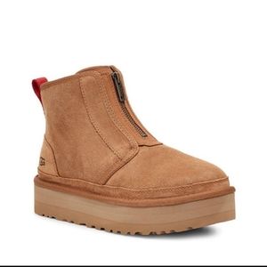 RARE NWT UGG Neumel Platform Zip Bootie Chestnut Size 8